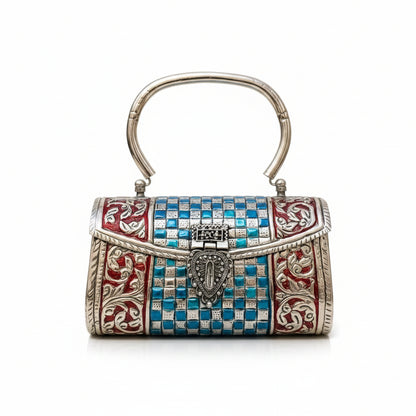 Royal Blue Artistic Brass Clutch