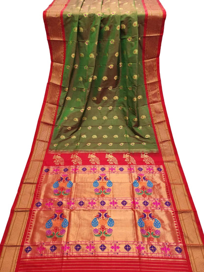 Pure Silk Paithani Saree with Maharani Pallu & Meenakari Buti – Kalanjali Collection
