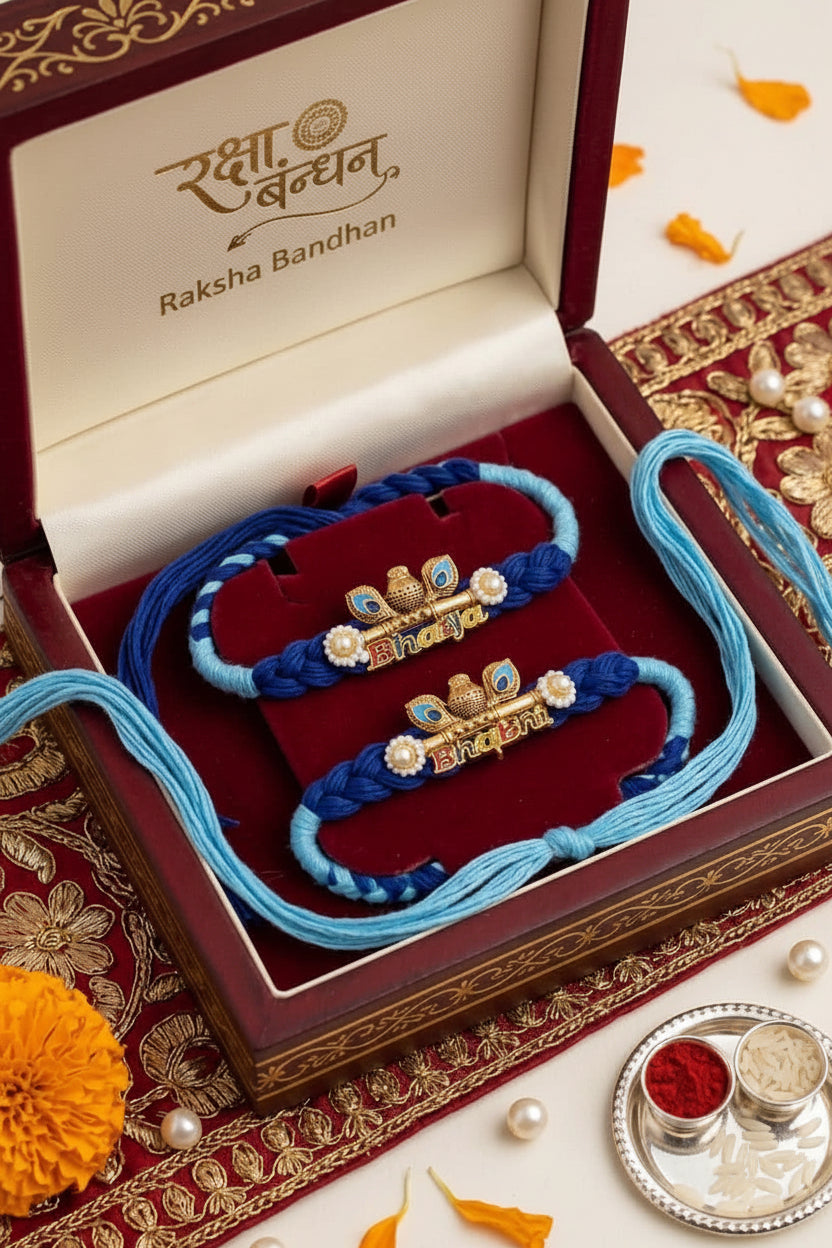 Traditional Bhaiya Bhabhi Mor pankh designer beautiful Rakhi with out Box