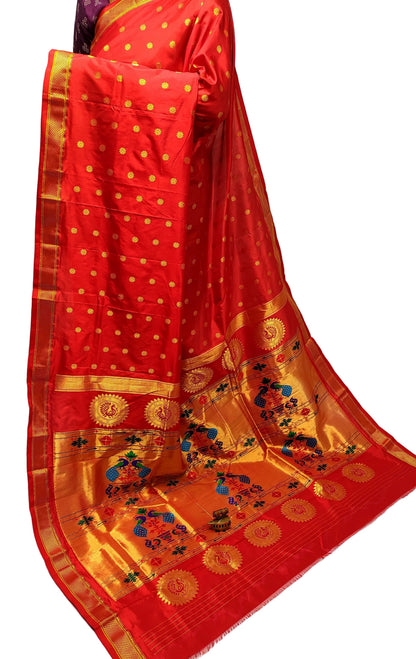 Maharani Kalanjali Handwoven Pure Silk Paithani Saree – All Over Butta with Royal Pallu
