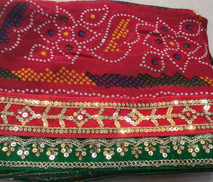 Pure georgette Rajasthani open chunri odna