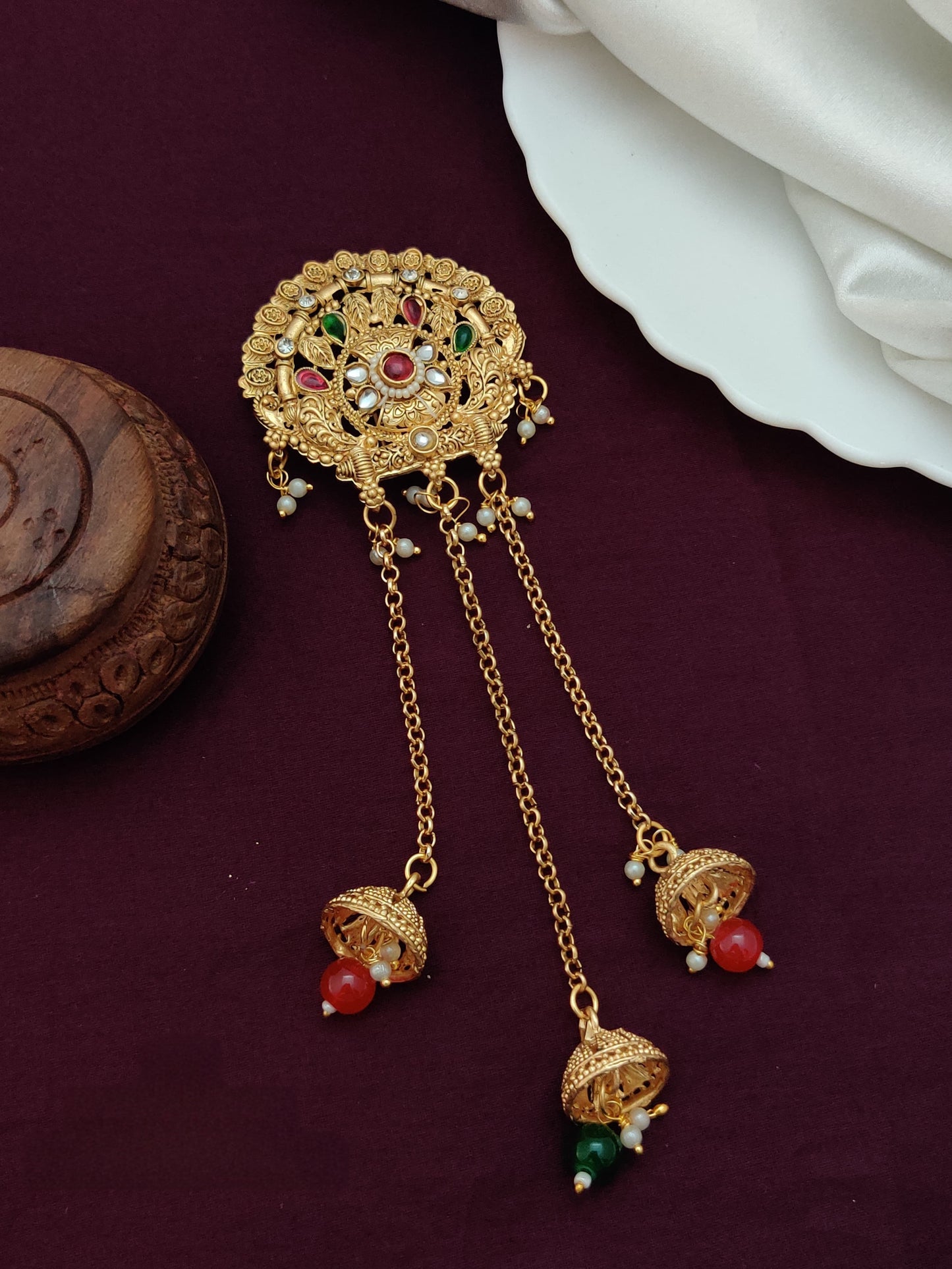 Elegant Hair Brooch for Women – Bridal Juda Pin Hair Accessory for Wedding & Festive Hairstyles