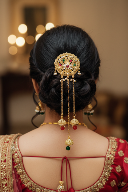 Elegant Hair Brooch for Women – Bridal Juda Pin Hair Accessory for Wedding & Festive Hairstyles