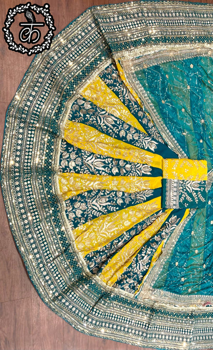 Designer 4 Mtr Gher Poshak - Pure Georgette, Heavy Velvet Zari Work