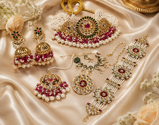 Kundan Bridal Jewelry Set – Rajwadi Pearl Poshak Full Wedding Collection