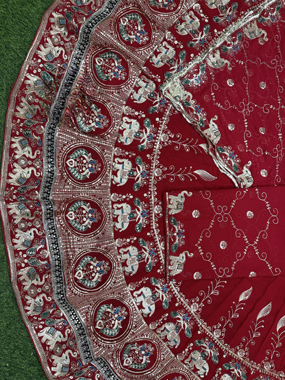 Boutique Designer 4 Meter Ghera Royal Poshak – A Timeless Blend of Tradition and Elegance/ CODE:SHR