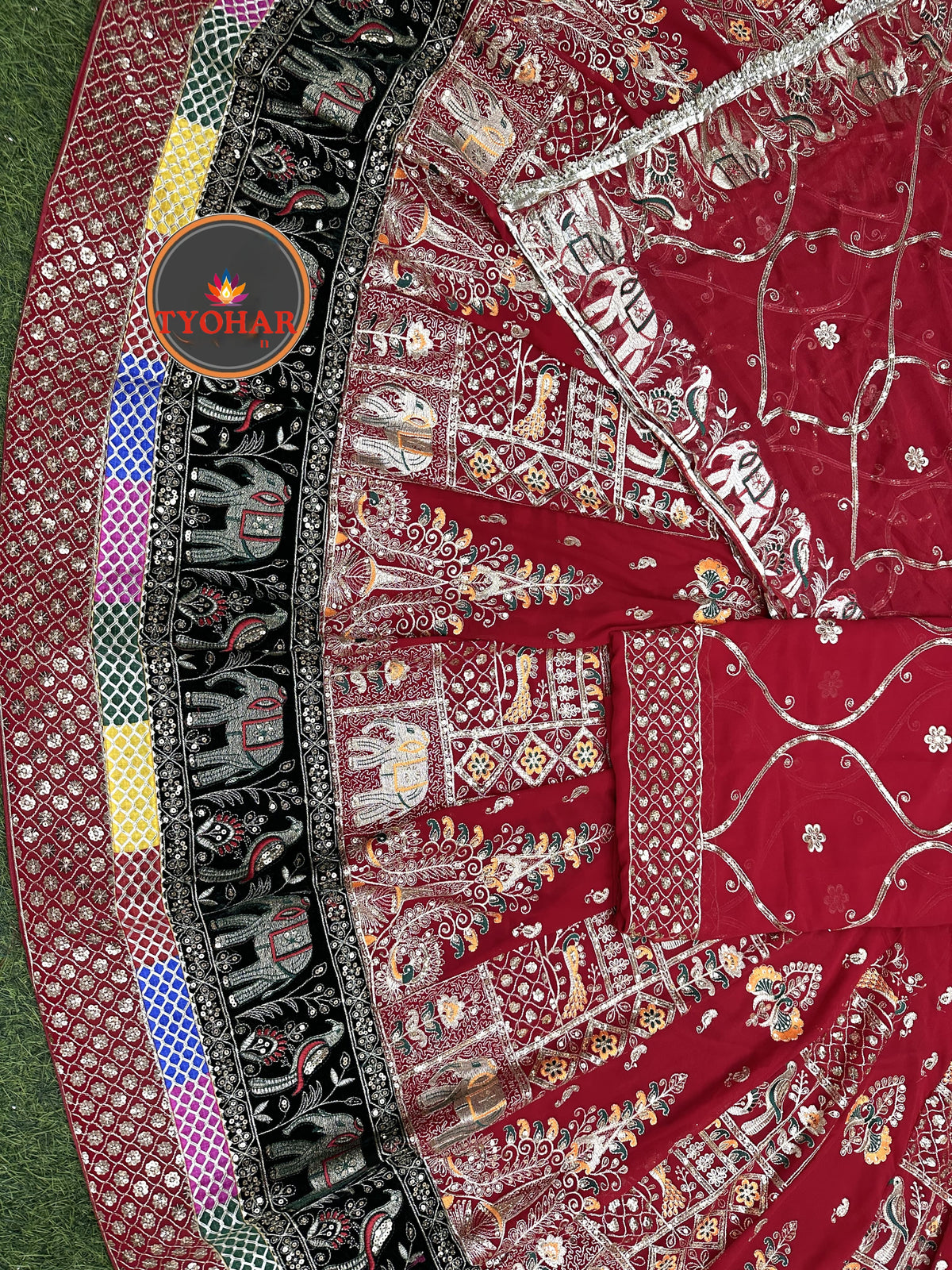 Boutique Designer 4 Meter Ghera Royal Poshak – A Timeless Blend of Tradition and Elegance/ CODE:SHR