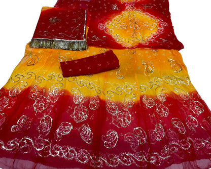 Thakurji Pure Rai Bandhej Poshak with Taari Work & Gota Kiran Finishing