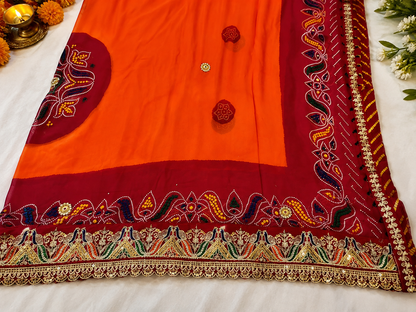 Georgette Rajasthani Traditional Pilla Chunri