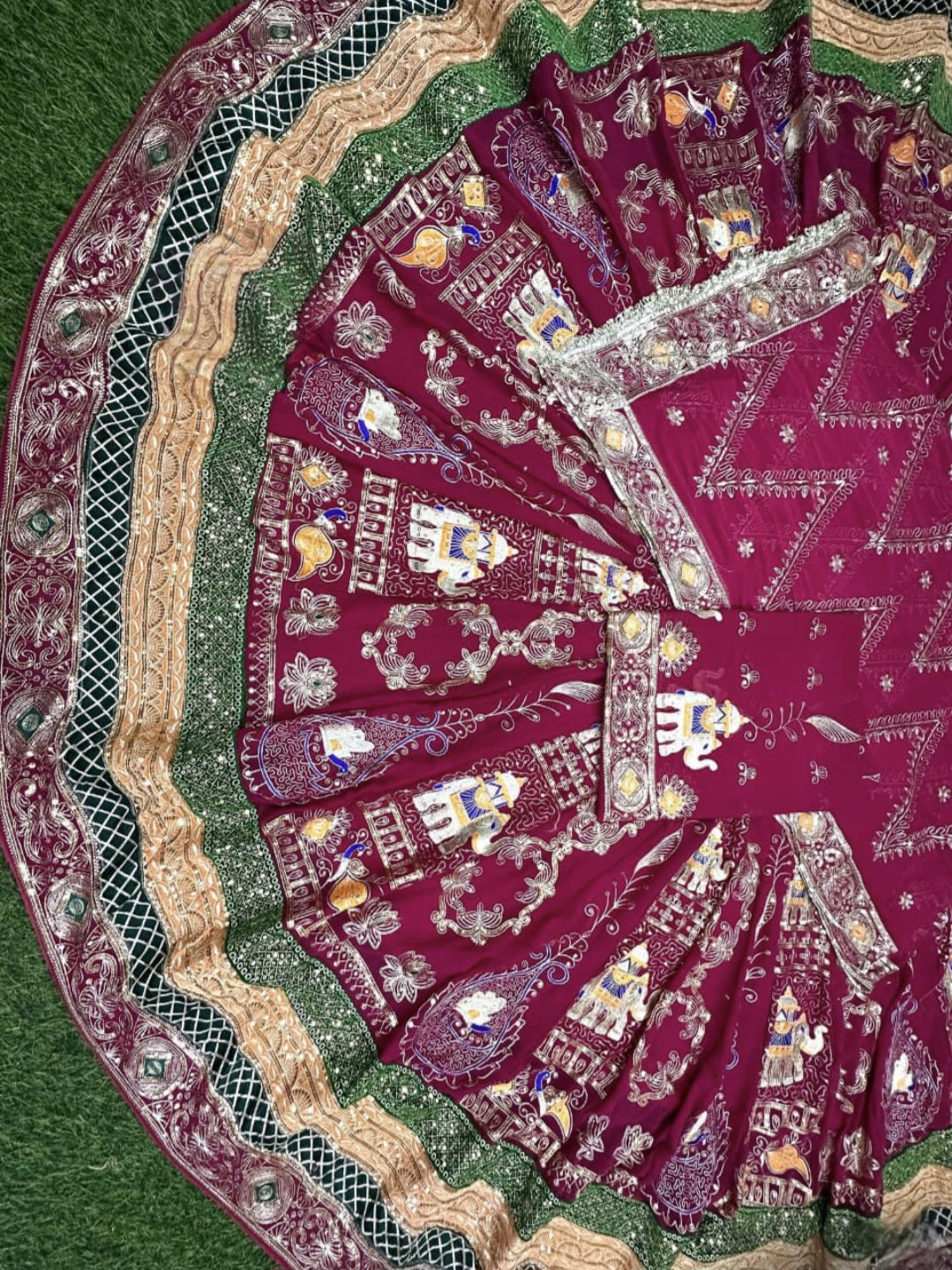 Premium Designer Lehenga Poshak (4 Mtr Gher) – Georgette Fabric with Heavy Embroidery & Odhani