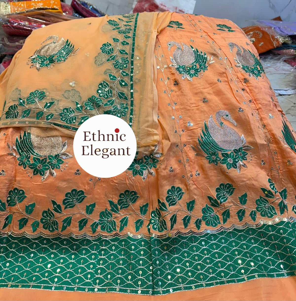 Natural Silk Hans Design Thakurji Poshak | Heavy Patch Handwork | Pure Odhna |