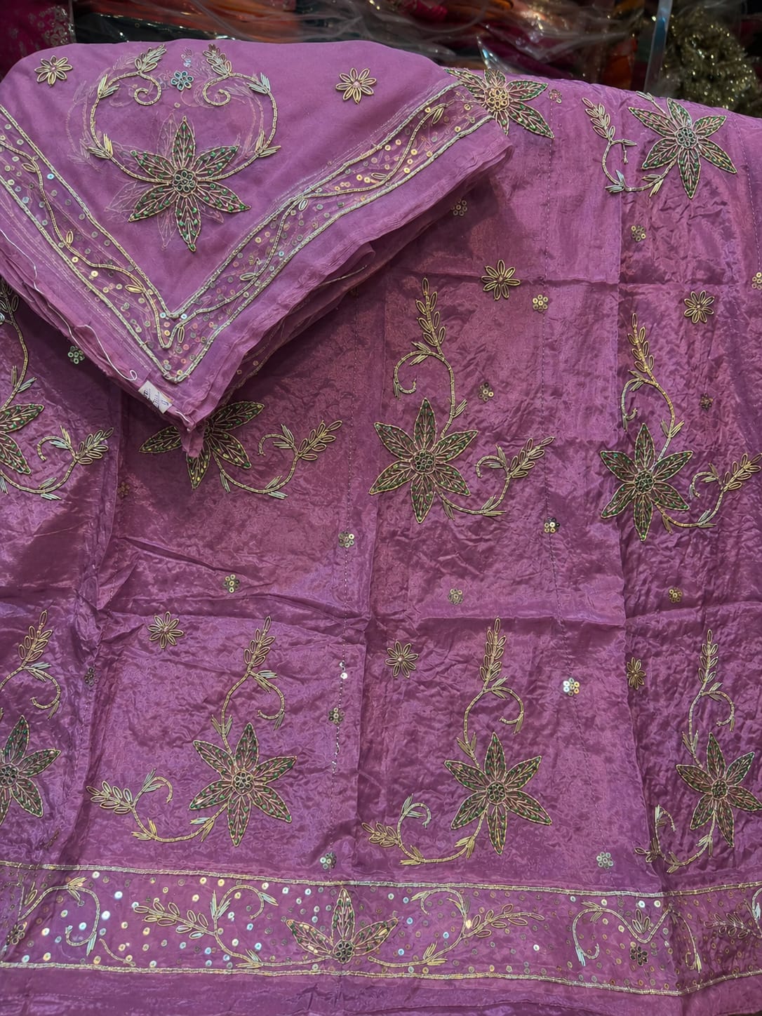Heavy dabka jardoji handwork Natural silk Pyor odhna Rajasthani poshak