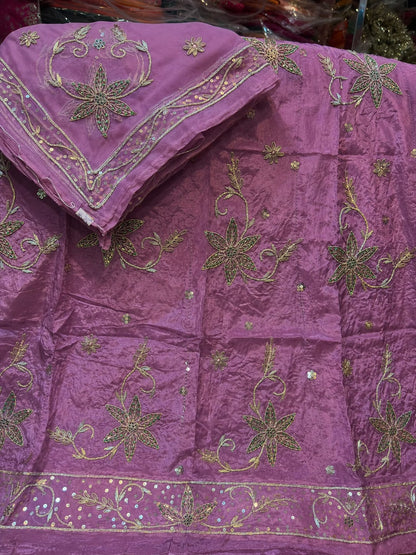 Heavy dabka jardoji handwork Natural silk Pyor odhna Rajasthani poshak