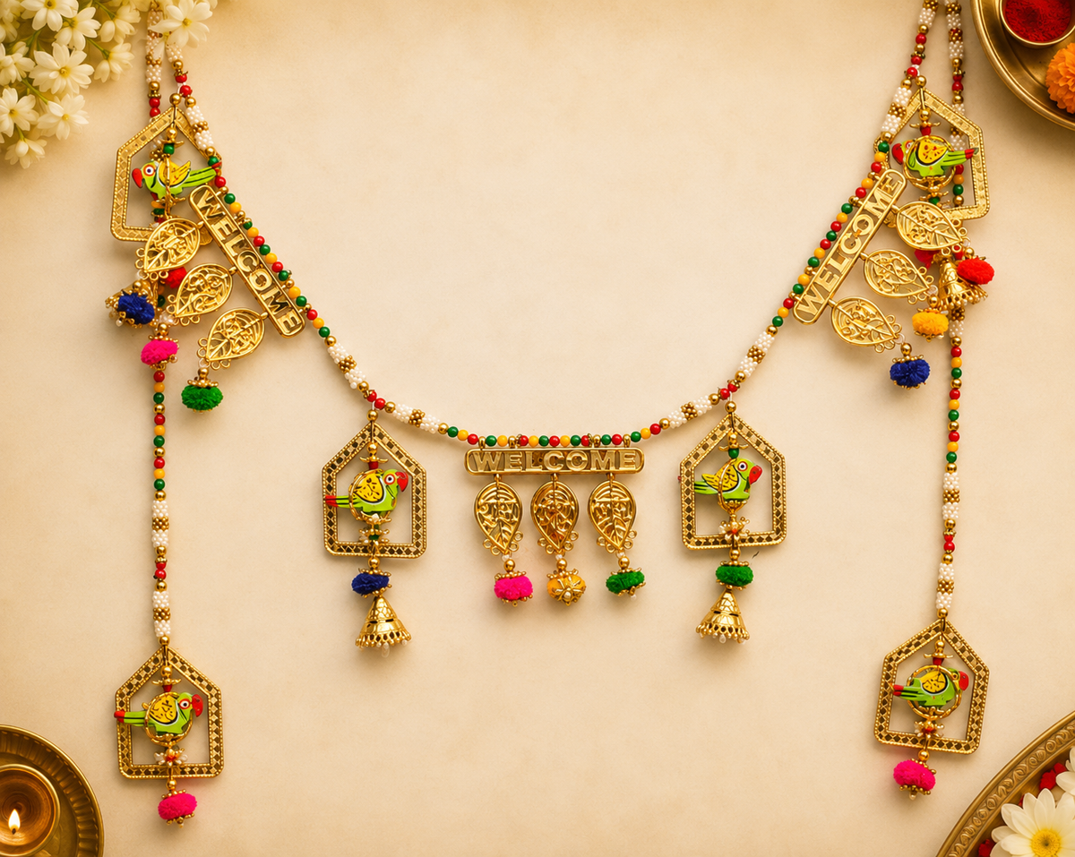 Auspicious Festive welcome  Handcrafted Bandarwal/Toran with side hanging 37* inch💫