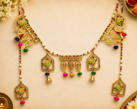 Auspicious Festive welcome  Handcrafted Bandarwal/Toran with side hanging 37* inch💫