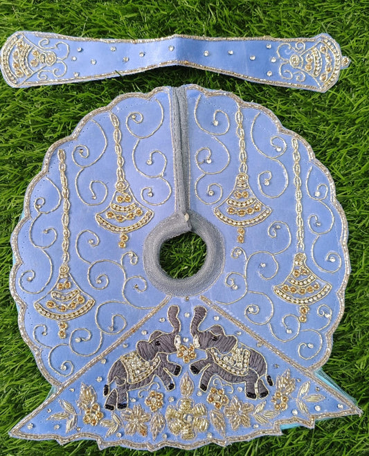 Zardosi cheed sequence pearl stone work elephant design heavy  Ladoo gopalji poshak with mukut ✨️     size /6inch