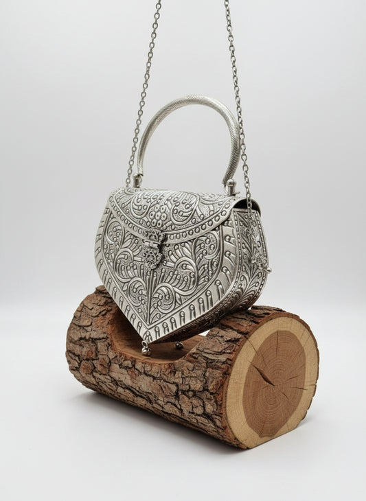 Maharani Regal Silver Dome Clutch