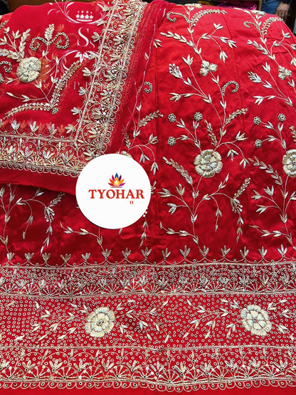Heavy Bemberg Satin Rajasthani Poshak – Thakurji Pure Odhna with Bridal Jardozi Dabka Work
