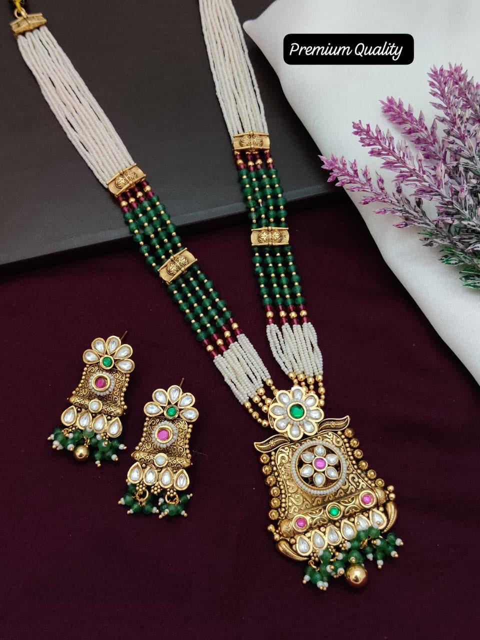 Rajsi Pushp Haar Jewelry Set – Traditional Floral Bridal Necklace Set for Wedding & Festive Wear
