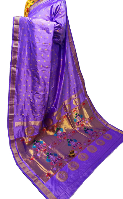 Maharani Kalanjali Handwoven Pure Silk Paithani Saree – All Over Butta with Royal Pallu
