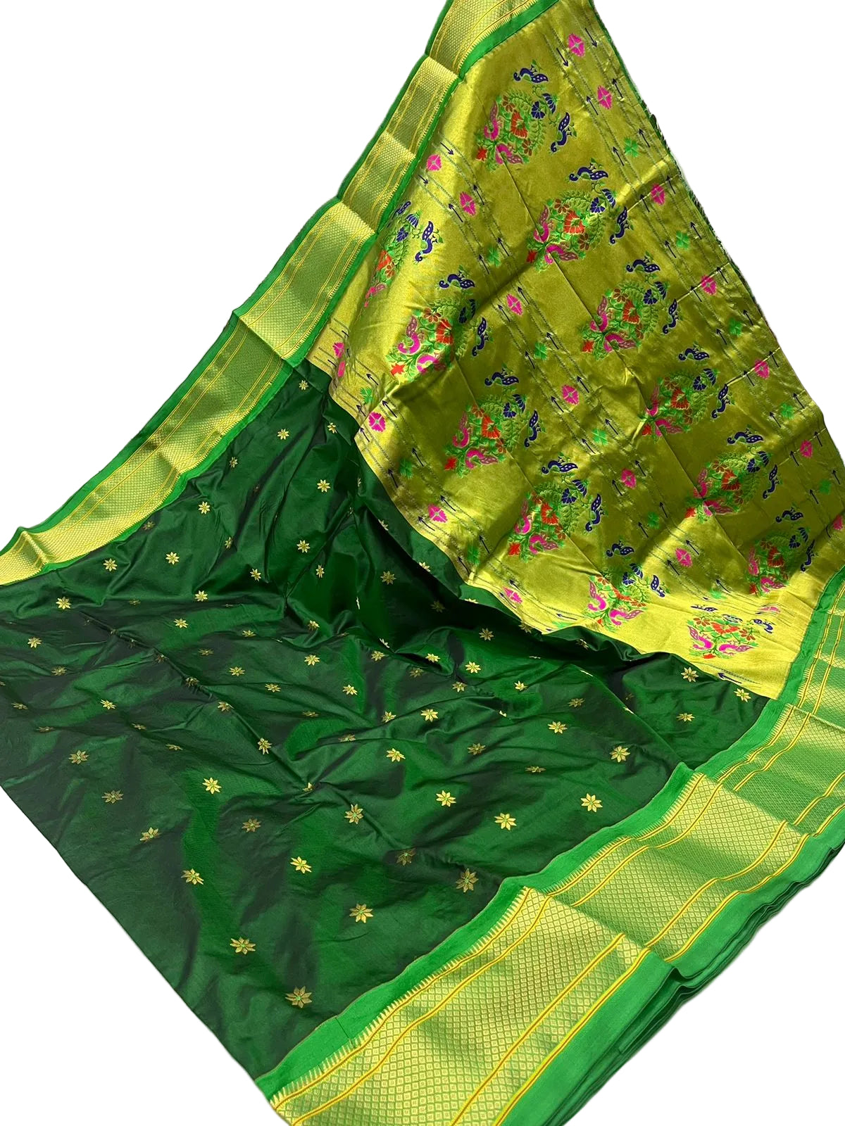 Pure Silk Kadiyal Paithani Saree with Peacock Design – Karnful Paithani