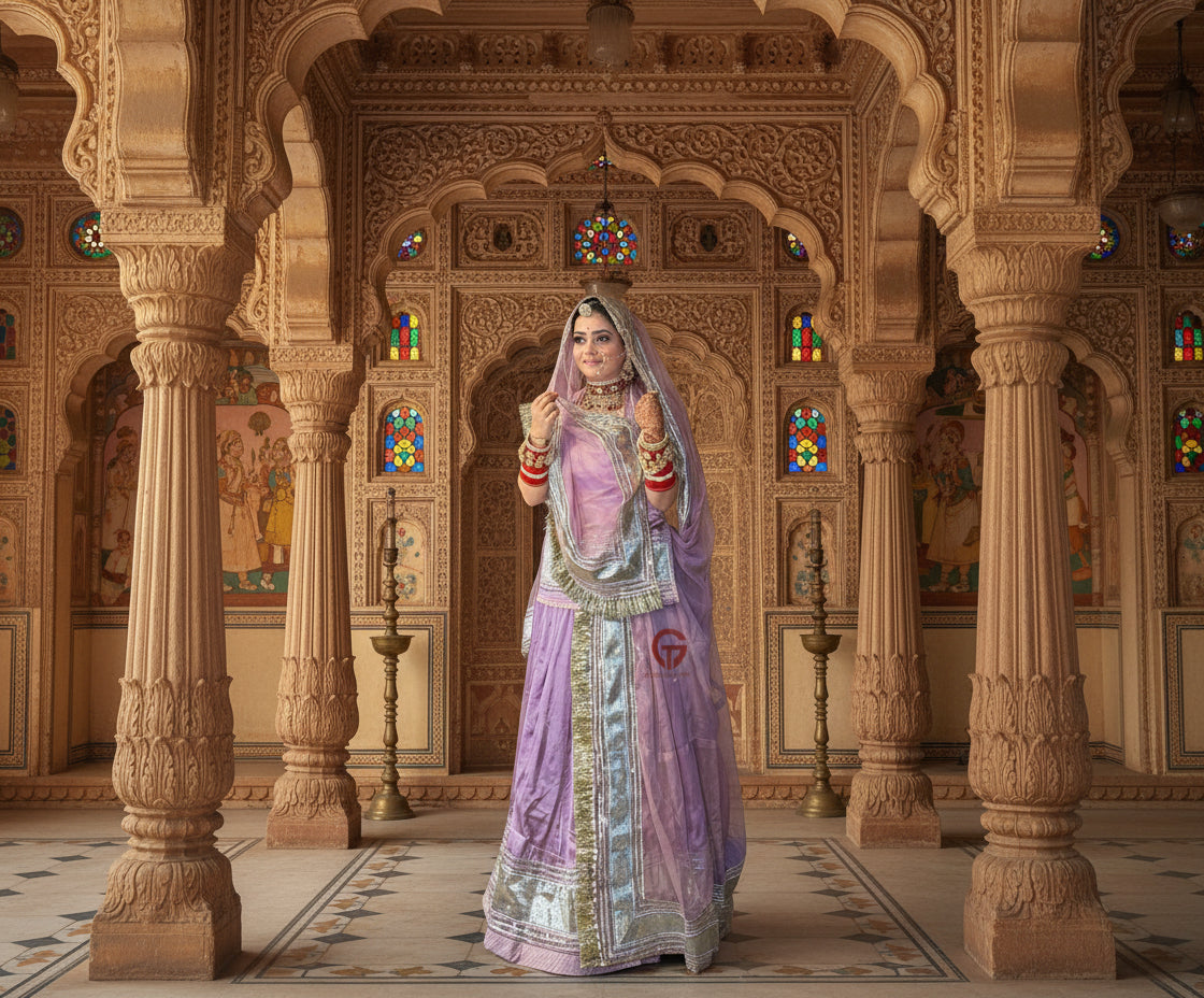 Elegant Partywear Poshak - 32 Kali Heavy Gher, Gota Patti & LafaSikkiya Work