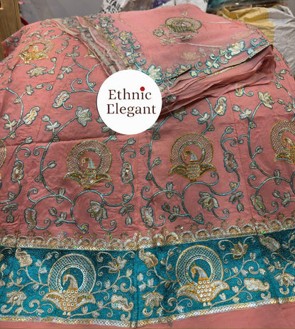 Upada Silk Thakurji Pure Odhna Poshak with Heavy Patch Handwork – Elegant Rajputi Style