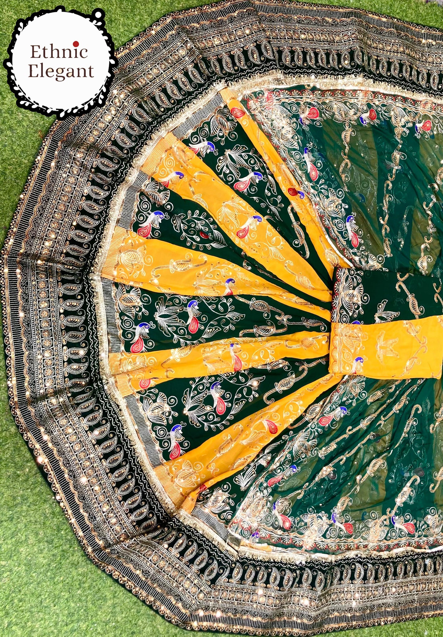 Designer 4.5 mt Gher Rajwadi Lehanga poshak