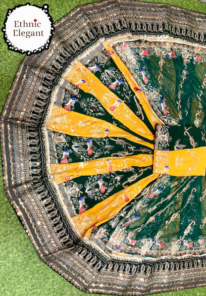 Designer 4.5 mt Gher Rajwadi Lehanga poshak