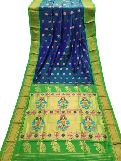 Pure Silk Paithani Saree with Maharani Pallu & Meenakari Buti – Kalanjali Collection