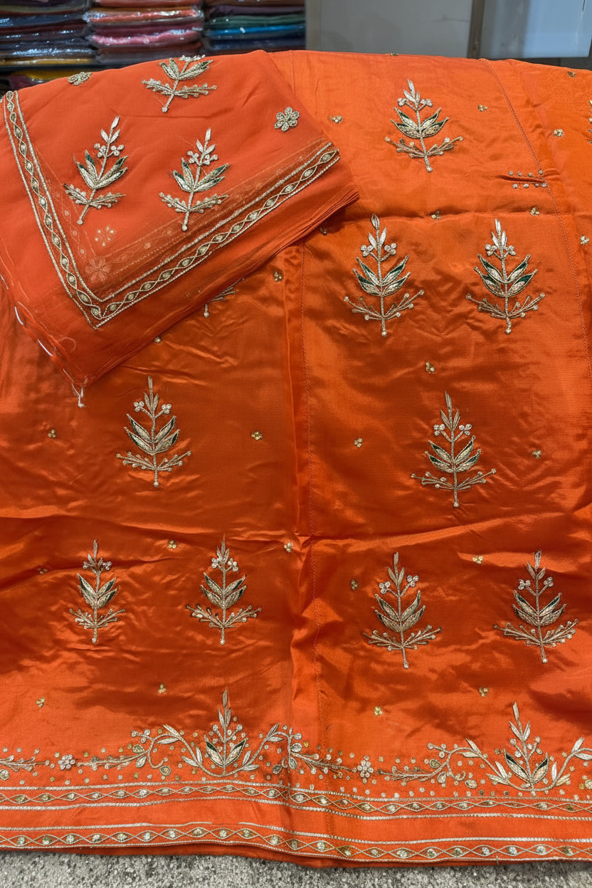 Upada silk Pyor odhna Hevy Dabka  Jardoji handwork Rajasthani poshak