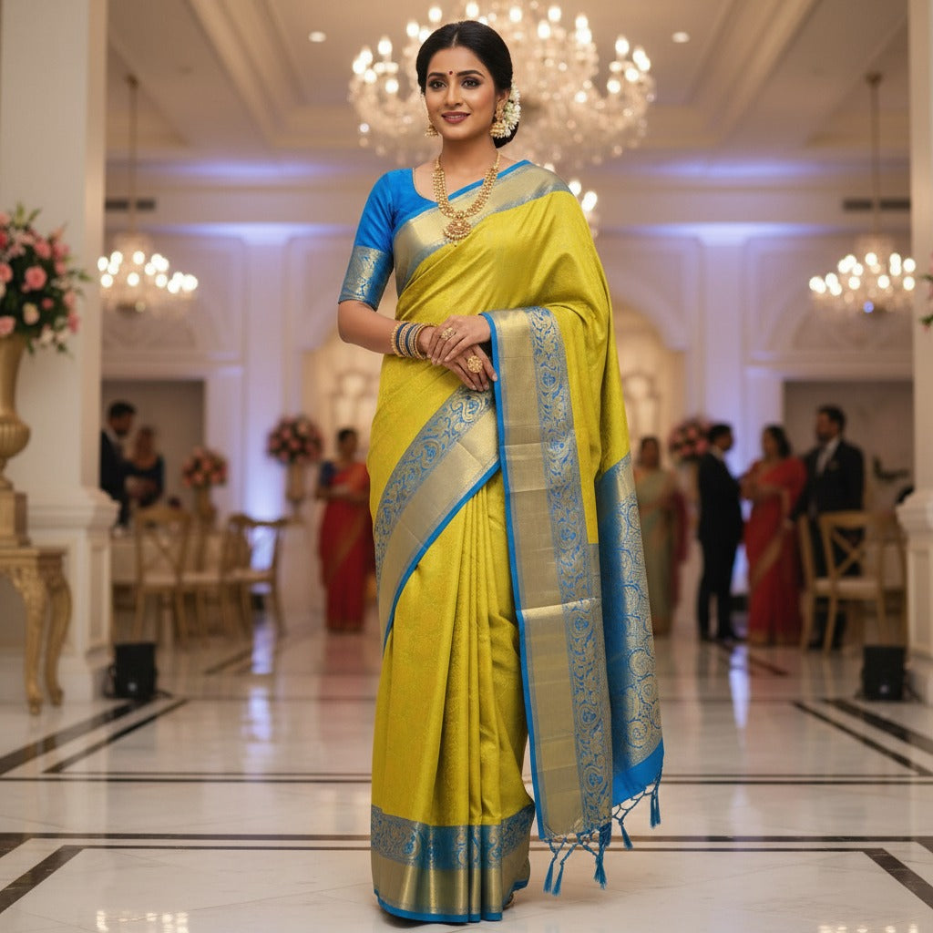 Handloom Kanchipuram Silk Bridal Saree – Silk Mark Certified, Grand Zari Pallu