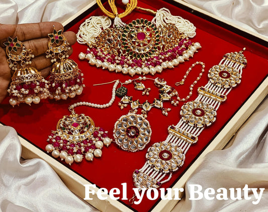Rajwadi Jhumka Style Jewellery Combo Set – Beautiful Bridal Necklace Set for Wedding & Festive Wear