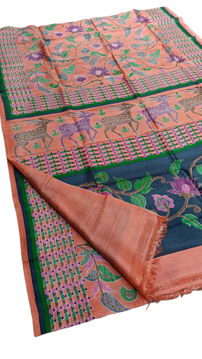 Katan Silk Madhubani Print Pure Silk Saree – Premium Artistic Saree
