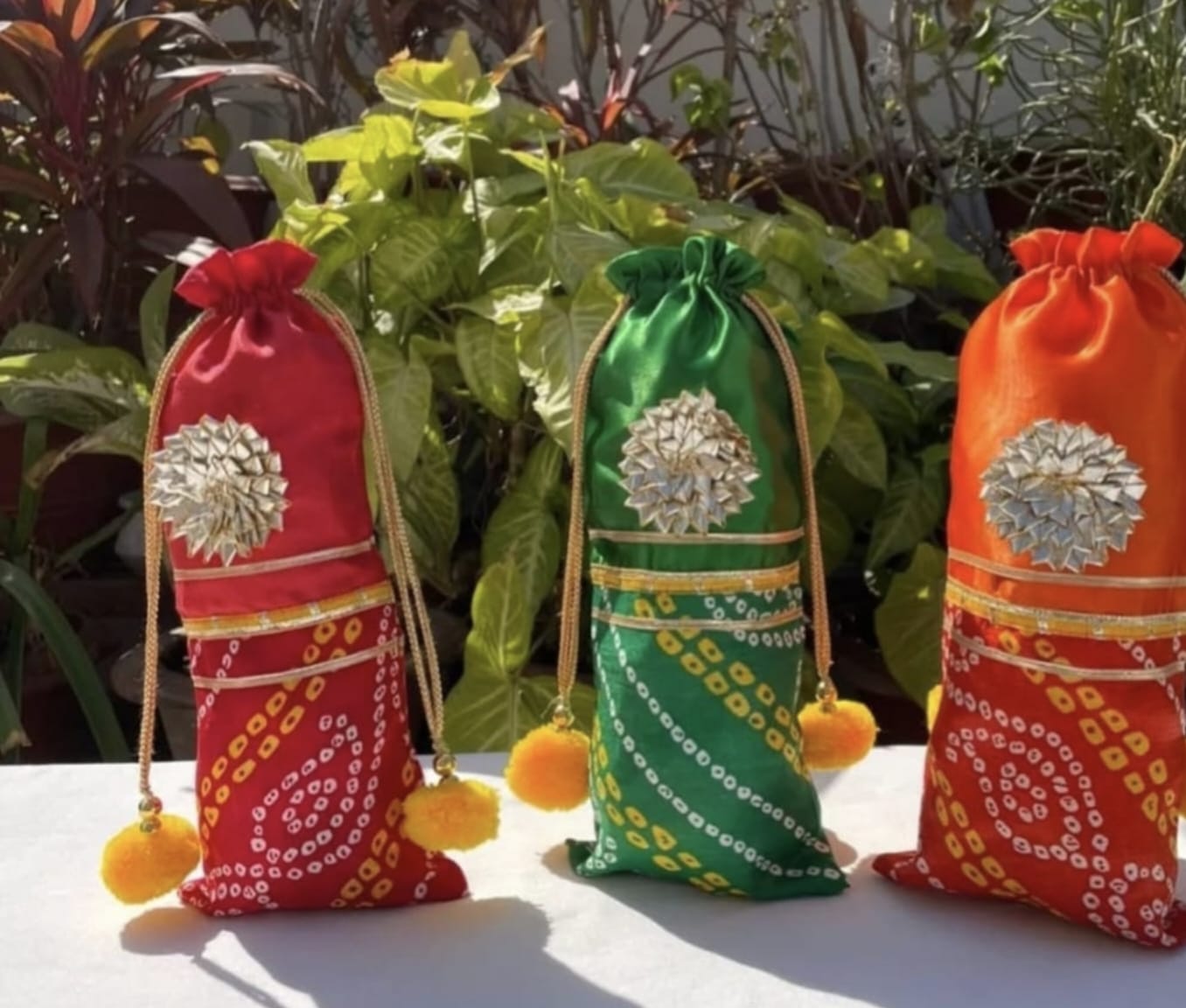 Handcrafted Thandai Sharbat Bottle Covers Pack of 3 | Traditional Holi & Wedding Drink Decoration
