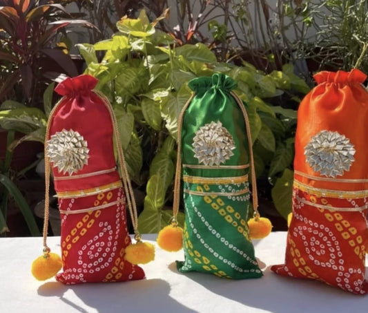 Handcrafted Thandai Sharbat Bottle Covers Pack of 3 | Traditional Holi & Wedding Drink Decoration