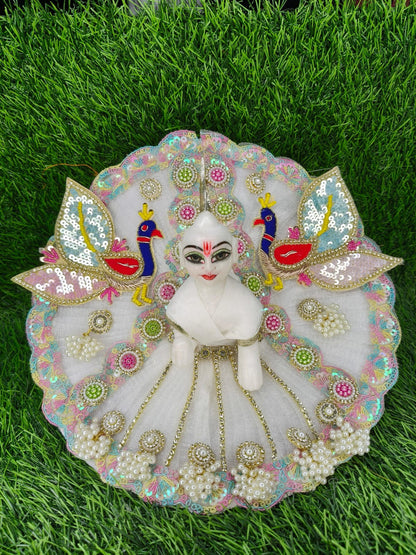 Festive Ladoo Gopal Poshak | Peacock Designer Dress with Mukut