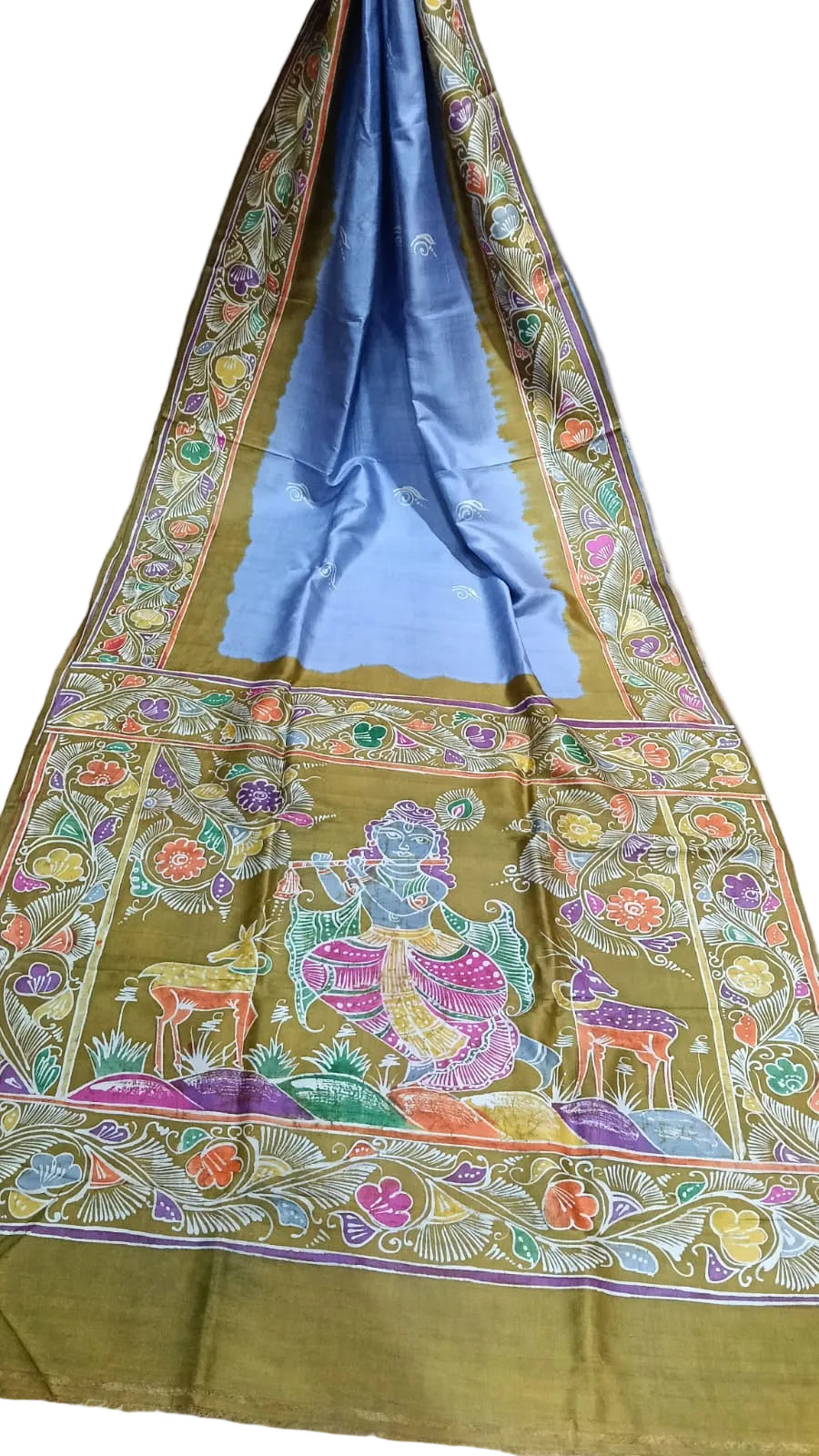 Authentic Bishnupuri Batik Pure Silk Saree | Handprinted & Silk Mark Certified
