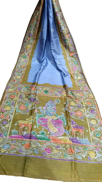 Authentic Bishnupuri Batik Pure Silk Saree | Handprinted & Silk Mark Certified