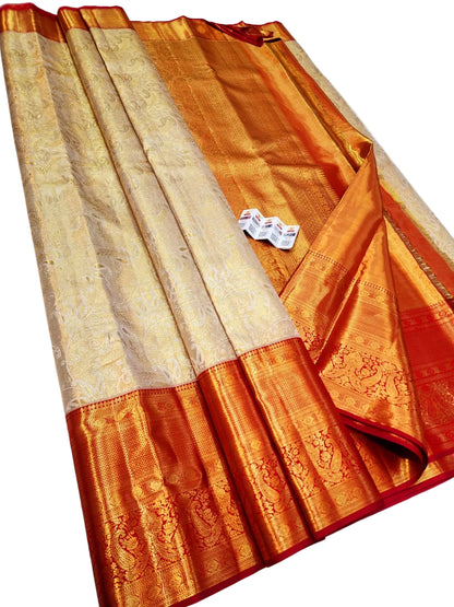 Kanchipuram Pure Silk Handloom Floral Bridal Saree Silk Mark Certified | Pure Pattu Wedding Saree
