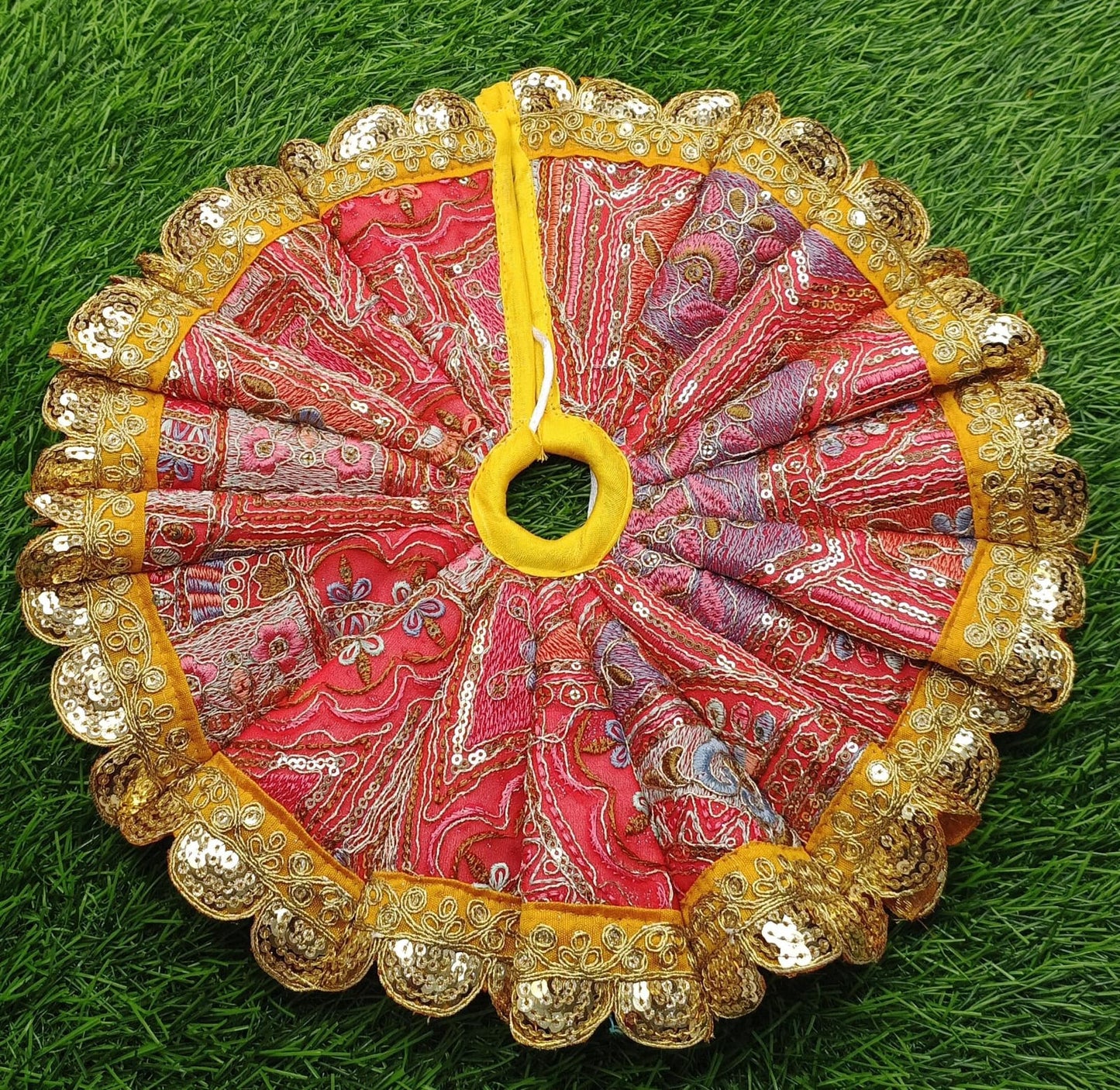 Ghagra style heavy Embroidery sequence work ladoo gopalji poshak 6 inch