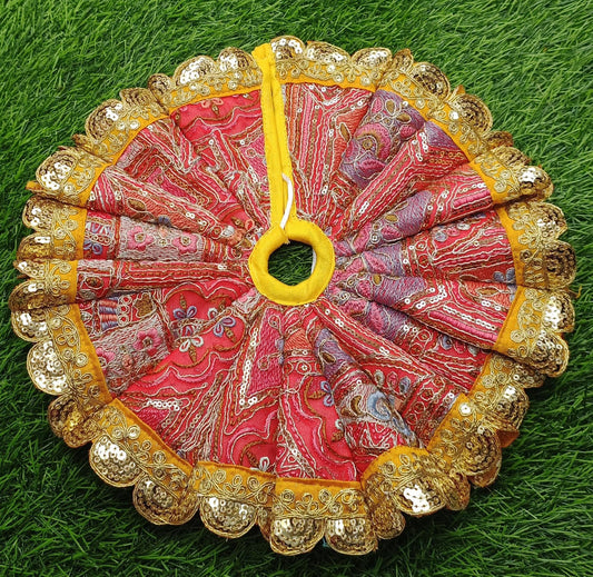 Ghagra style heavy Embroidery sequence work ladoo gopalji poshak 6 inch