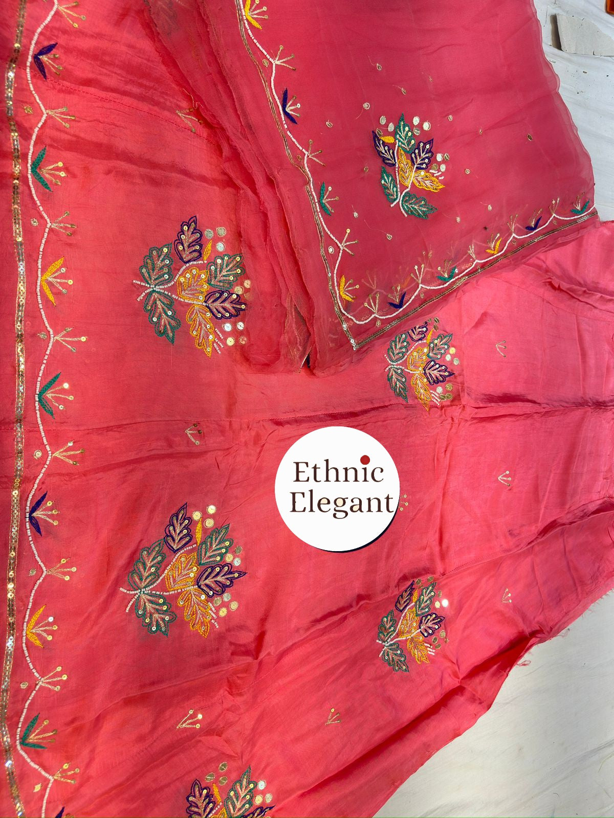 Boutique Upada Fabric Rajputi Poshak Set | Resham & Moti Handwork | Pure Thakurji Odhna