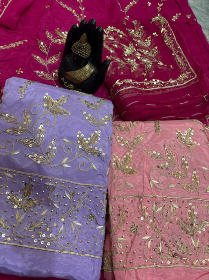 Luxury Natural Crepe Rajputi Poshak Set | Heavy Hand Work & Pure Odhna | Traditional Ethnic Wear