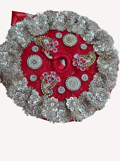 Beautiful golden jari work ladoo gopalji poshak size 6 inch