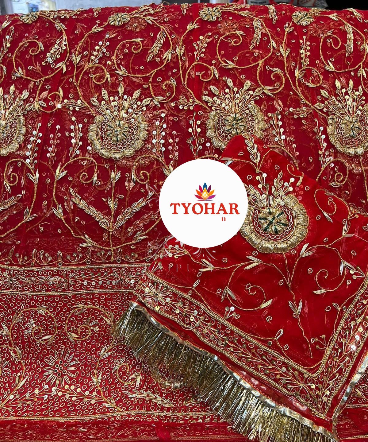 Heavy Bemberg Satin Rajasthani Poshak – Thakurji Pure Odhna with Bridal Jardozi Dabka Work