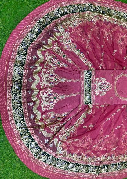 CREPSILK Fabric with  pure Odhani 4 MTR GHER Designer Rajputi poshak