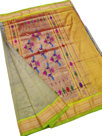 Paithani Saree  – Pure Silk Handloom, Running Blouse, Silk Mark