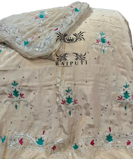 Natural silk thakurji pure odhna Aari Jari Handwork 12 Kali Rajasthani Poshak
