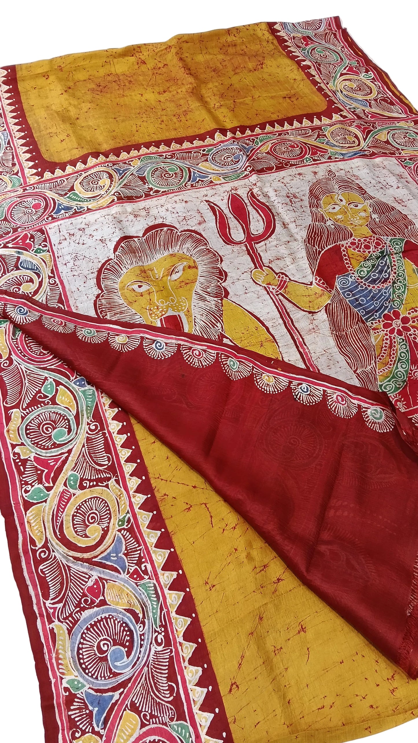 Beautiful Batik Hand-Painted Pure Silk Saree – Silk Mark Certified